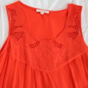 STITCH FIX! Orange Crochet Neckline Sleeveless Top